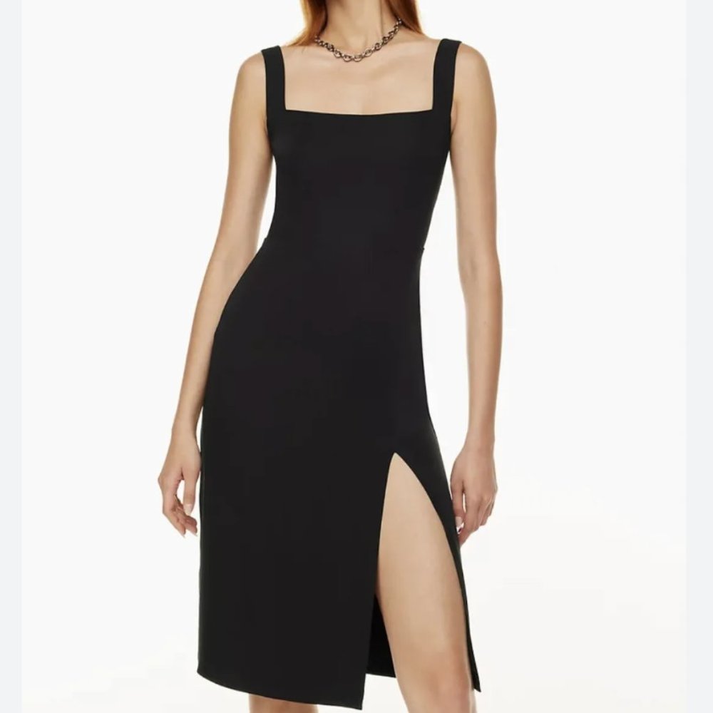 Aritzia Babaton 90s Slit Square-neck satin midi dress